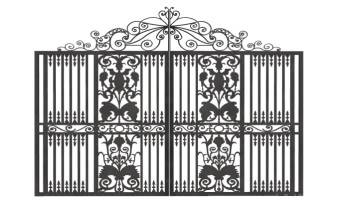 欧式古典风格的黑色铁艺大门su模型 SU模型免费下载_sketchup模型