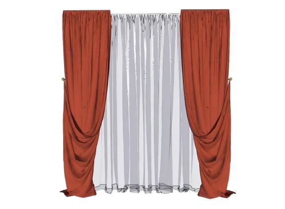 欧式双层落地窗帘组合su模型 SU模型免费下载_sketchup模型