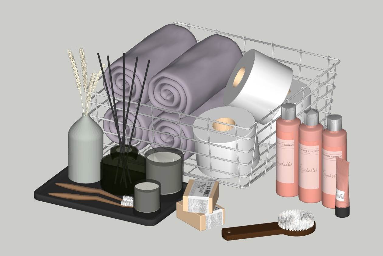 洗浴用品香薰刷子卷筒纸su模型 SU模型免费下载_sketchup模型