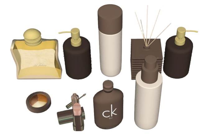 香薰及美妆化妆品摆件su模型 SU模型免费下载_sketchup模型