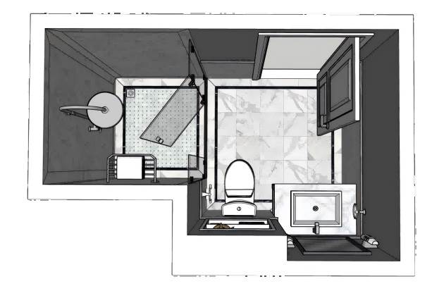 卫生间浴室干湿分离su模型 SU模型免费下载_sketchup模型