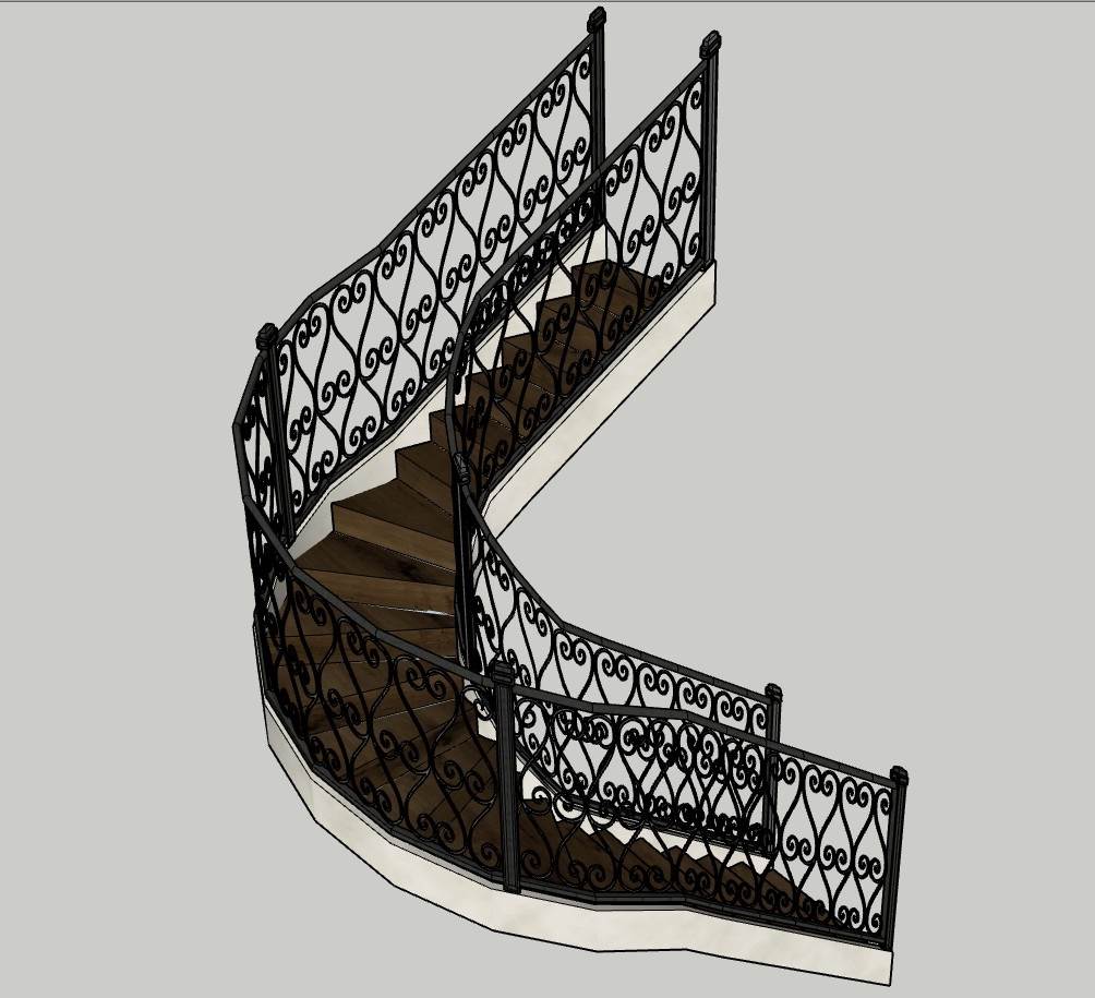 螺旋式旋转铁艺楼梯su模型 SU模型免费下载_sketchup模型