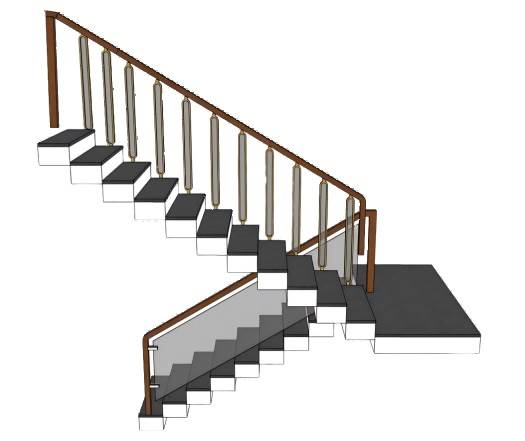 L型转角楼梯su模型 SU模型免费下载_sketchup模型
