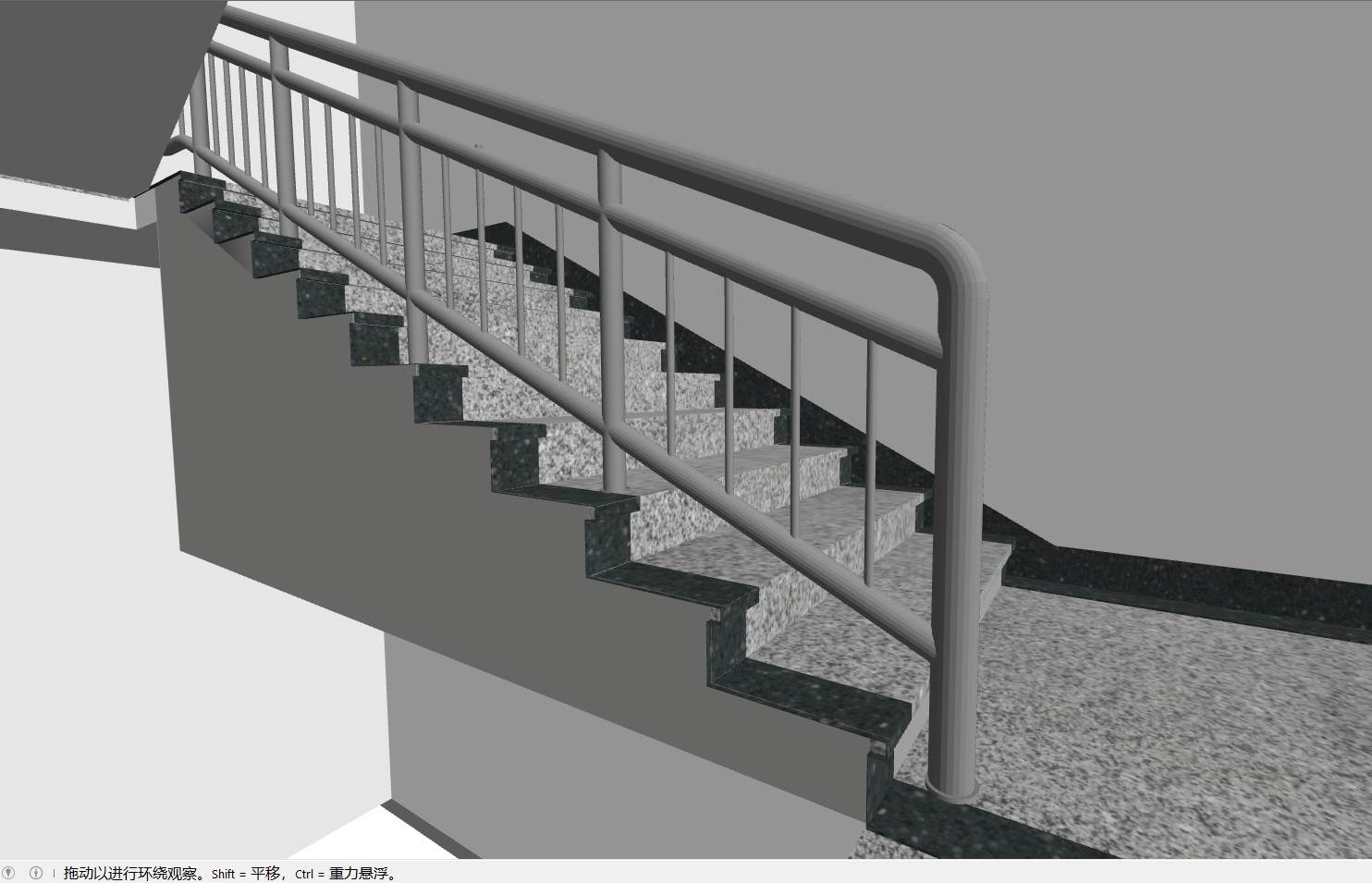 花岗岩质感直行楼梯su模型 SU模型免费下载_sketchup模型