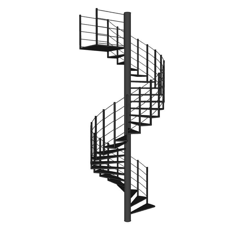 简约风格的黑色螺旋楼梯su模型 SU模型免费下载_sketchup模型