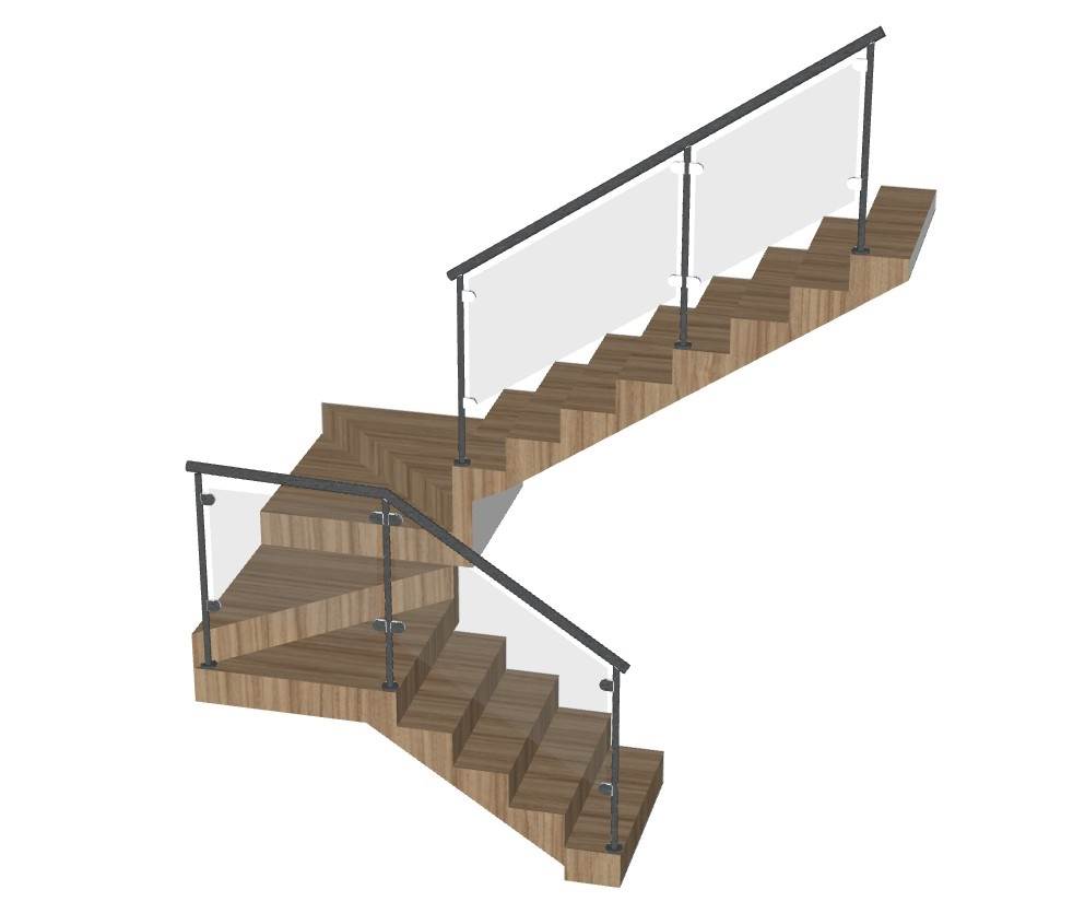 现代简约风格的L型转角楼梯su模型 SU模型免费下载_sketchup模型