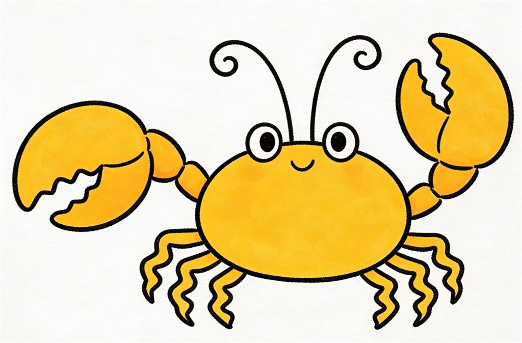 简笔画:卡通螃蟹 简笔画JPG格式图片素材