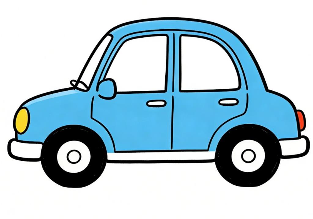 简笔画:一年级小汽车 简笔画JPG格式图片素材