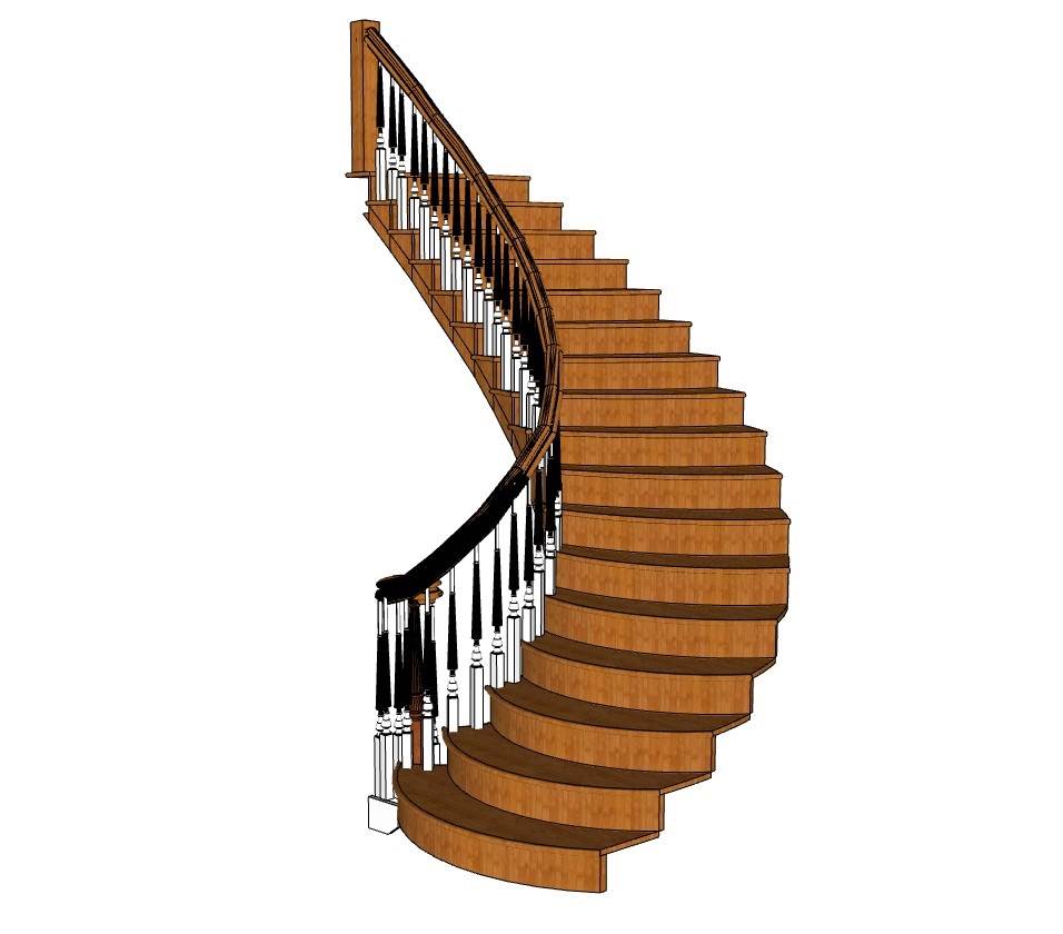 简约风格的弧形楼梯su模型 SU模型免费下载_sketchup模型