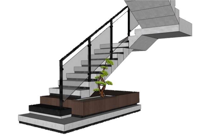 现代自然风格楼梯景观su模型 SU模型免费下载_sketchup模型