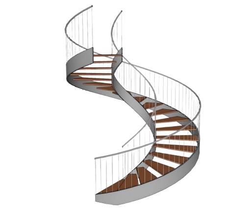 金属弧形螺旋楼梯su模型 SU模型免费下载_sketchup模型