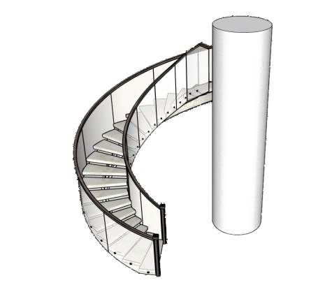 极简风格螺旋楼梯su模型 SU模型免费下载_sketchup模型
