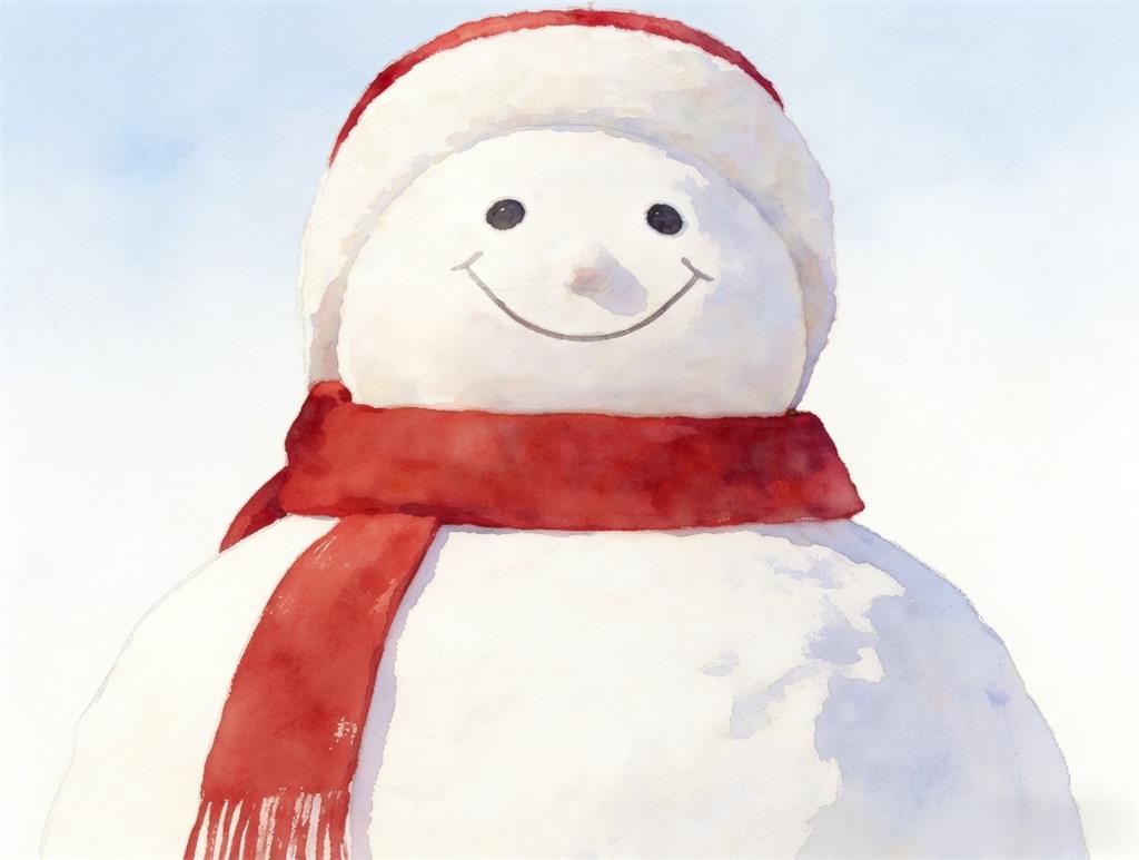 水彩画:亮个相吧哈尔滨大雪人 水彩画高清JPG图片素材