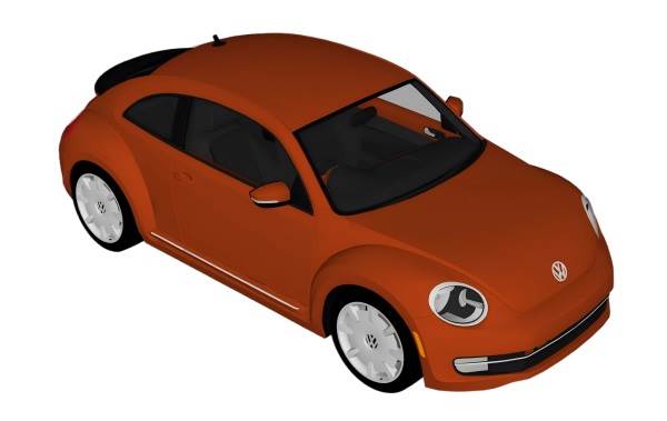 橙色大众甲壳虫汽车su模型 SU模型免费下载_sketchup模型