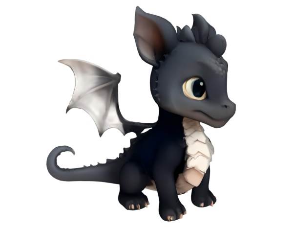 3D卡通黑色小龙角色模型动物SU模型 SU模型免费下载_sketchup模型