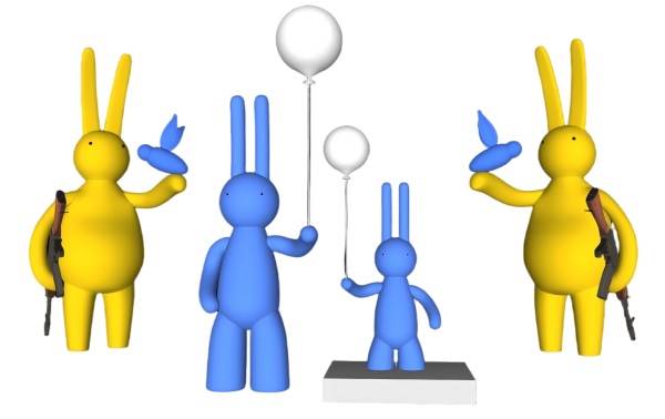 兔子抽象雕塑草图模型雕塑SU模型 SU模型免费下载_sketchup模型