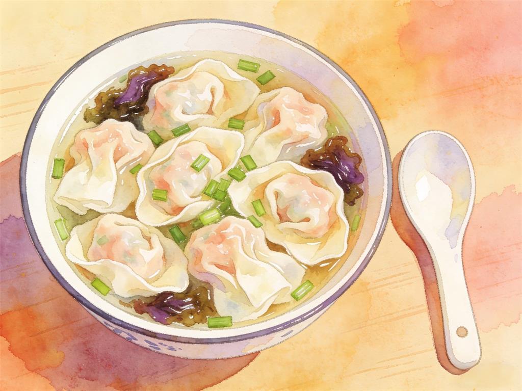 水彩画:冬至仪式感是美食给的 水彩画高清JPG图片素材