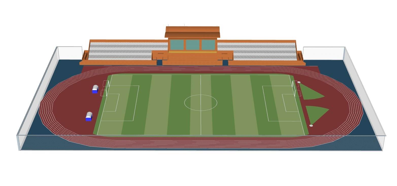 田径与足球综合体育场体育SU模型 SU模型免费下载_sketchup模型
