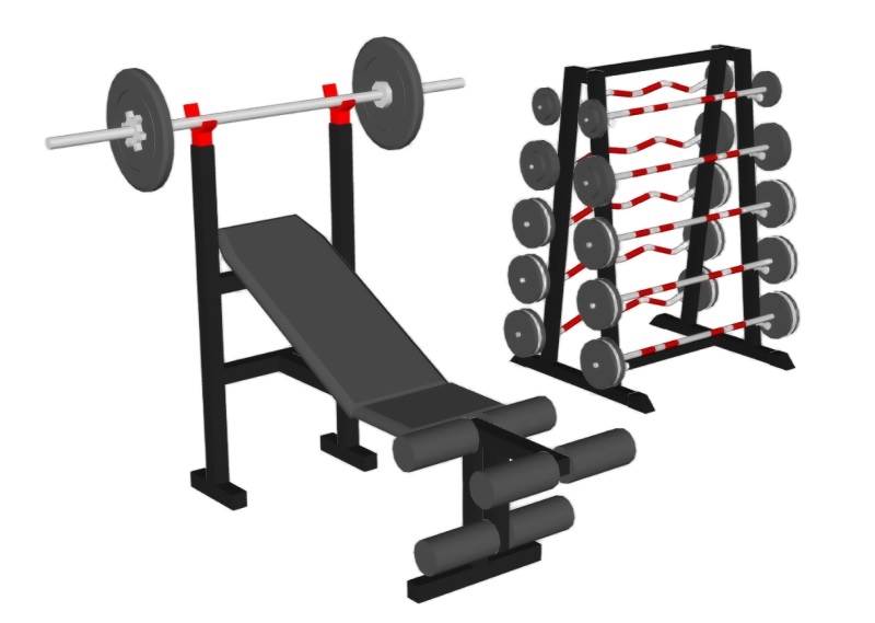 健身器材举重杠铃架体育SU模型 SU模型免费下载_sketchup模型