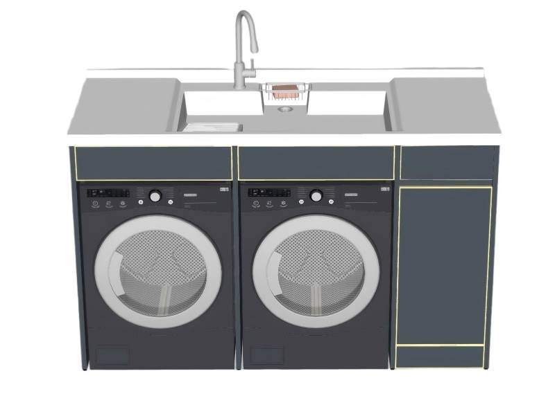 家用洗衣房洗衣柜洗衣机家电SU模型 SU模型免费下载_sketchup模型