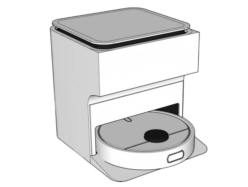 扫地机器人与自动集尘基站家电SU模型 SU模型免费下载_sketchup模型