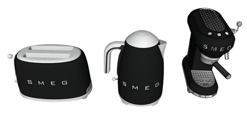 SMEG经典复古厨房电器组合家电SU模型 SU模型免费下载_sketchup模型