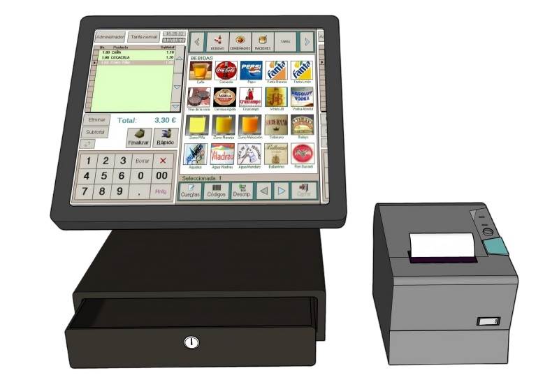 触摸屏收银机和小票机家电SU模型 SU模型免费下载_sketchup模型