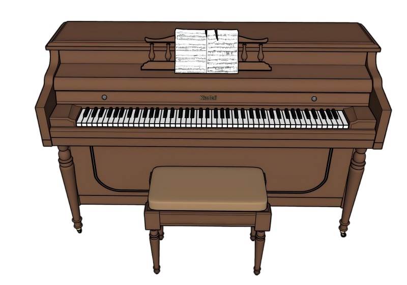 复古的立式钢琴乐器家电SU模型 SU模型免费下载_sketchup模型