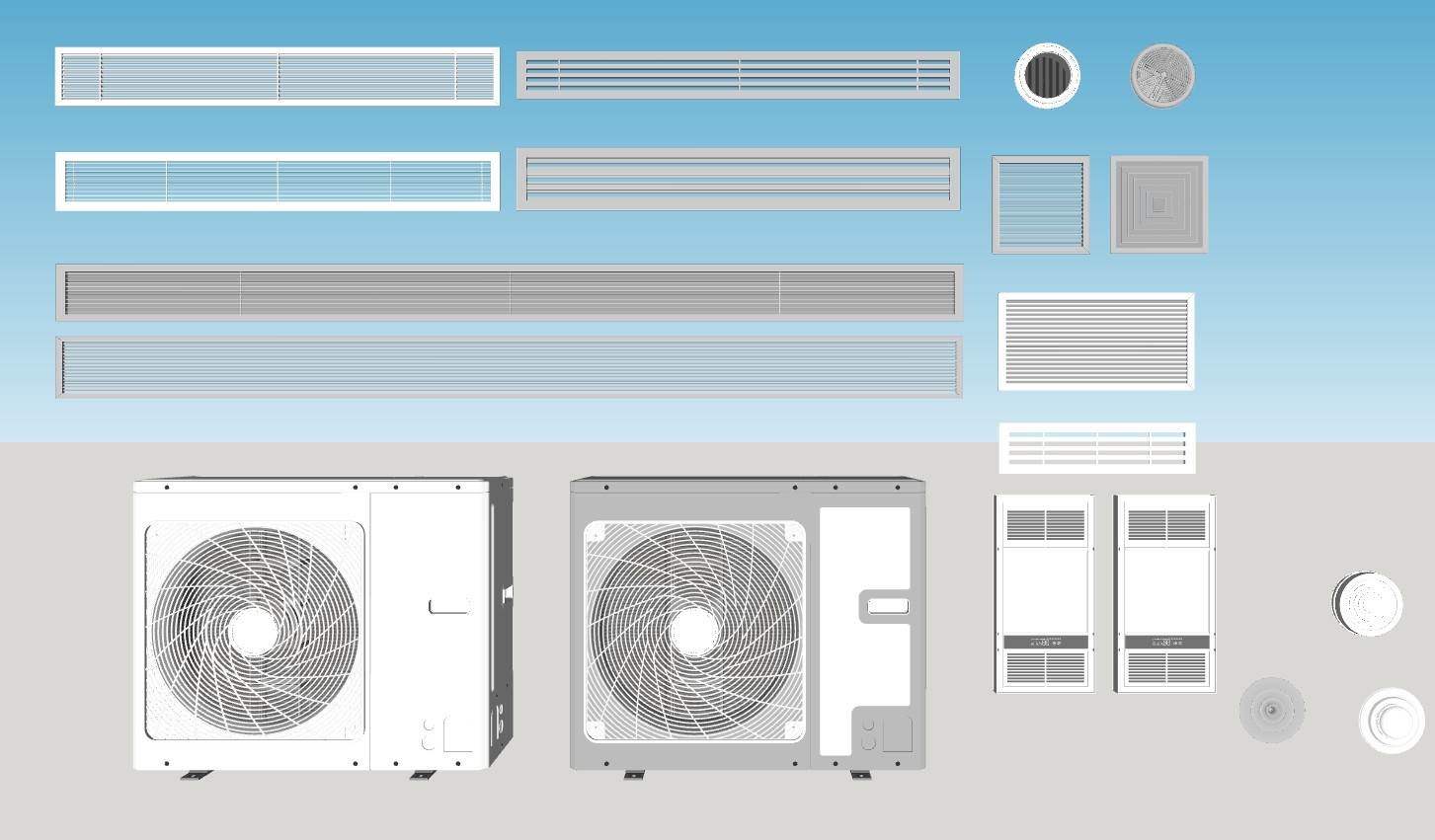 空调外机和空调出风口家电SU模型 SU模型免费下载_sketchup模型