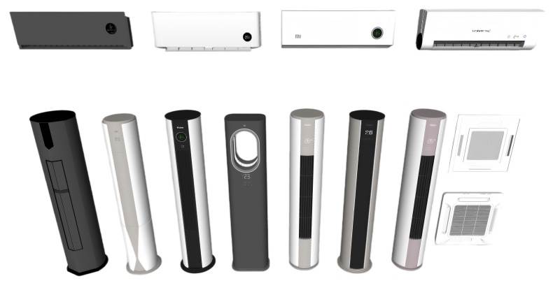 立式和壁挂式空调集合家电SU模型 SU模型免费下载_sketchup模型