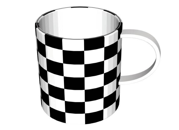 经典棋盘格马克杯装饰SU模型 SU模型免费下载_sketchup模型