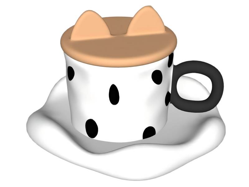 猫耳杯牛奶杯子装饰SU模型 SU模型免费下载_sketchup模型