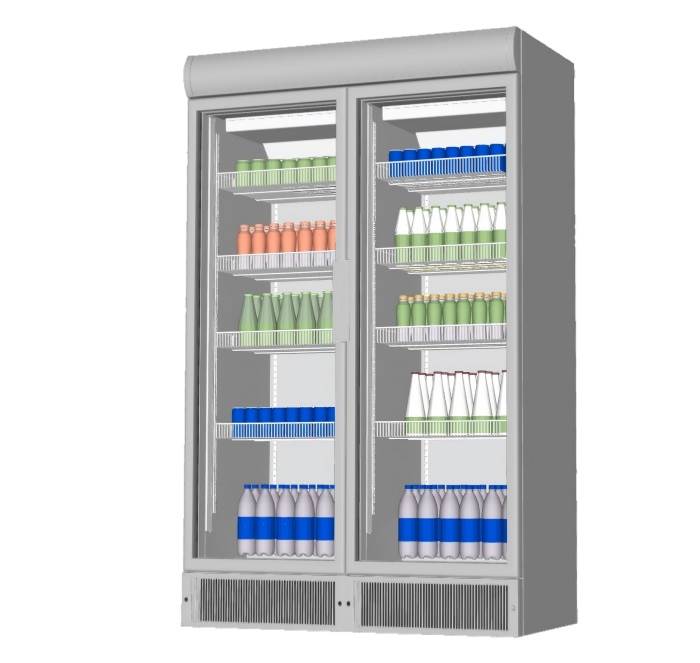 立式双门商用冷藏展示柜冰柜家电SU模型 SU模型免费下载_sketchup模型