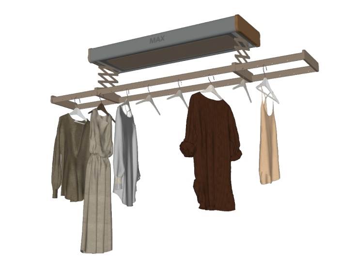升降电动晾衣架带衣服家电SU模型 SU模型免费下载_sketchup模型