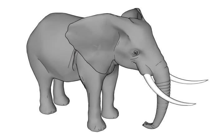 大象动物SU模型 SU模型免费下载_sketchup模型