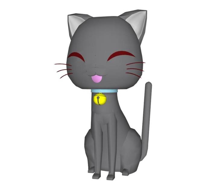 卡通风格的灰色小猫动物SU模型 SU模型免费下载_sketchup模型