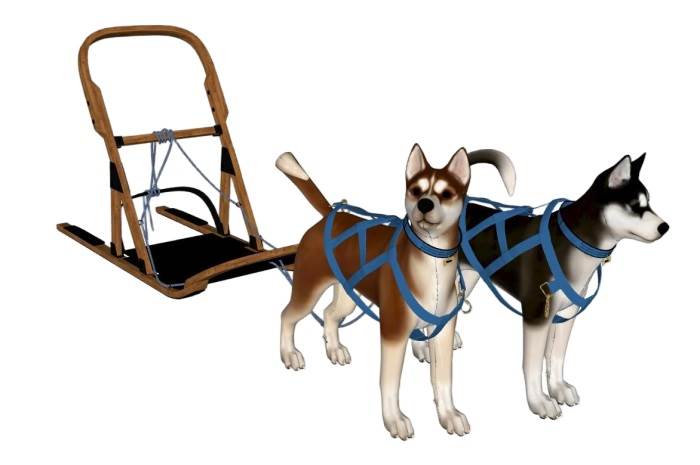 哈士奇狗拉雪橇动物SU模型 SU模型免费下载_sketchup模型