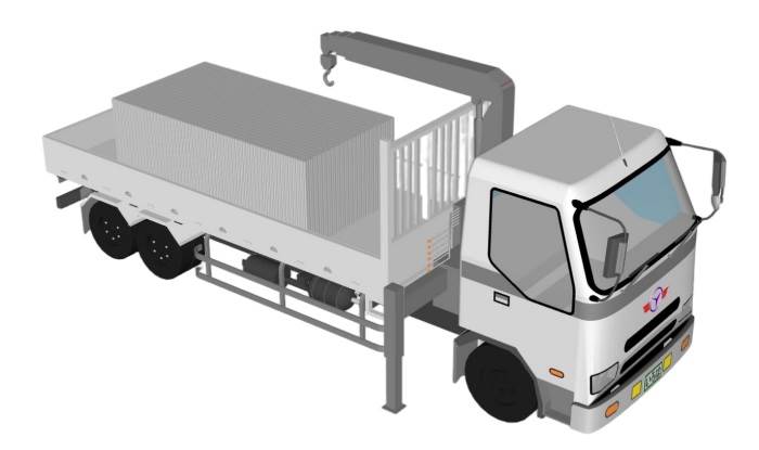 带随车起重机的载货卡车机械SU模型 SU模型免费下载_sketchup模型
