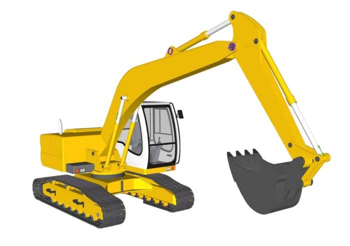 履带式液压挖掘机机械SU模型 SU模型免费下载_sketchup模型