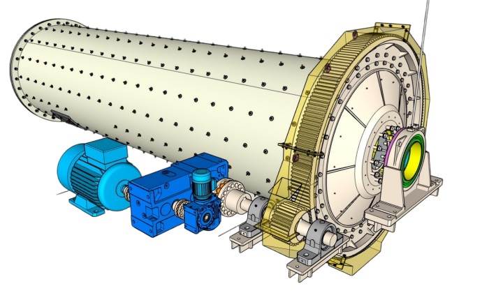 溢流型球磨机机械SU模型 SU模型免费下载_sketchup模型