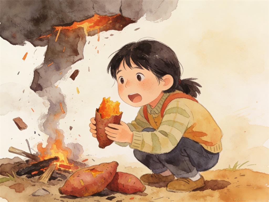 水彩画:爱吃烤红薯的人天塌了 水彩画高清JPG图片素材