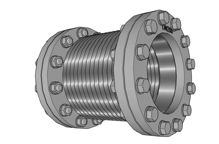 金属波纹管接头膨胀节补偿器机械SU模型 SU模型免费下载_sketchup模型