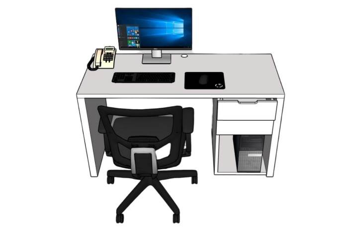 电脑办公桌工作站办公SU模型 SU模型免费下载_sketchup模型