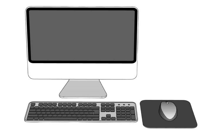 电脑一体机键盘鼠标办公SU模型 SU模型免费下载_sketchup模型