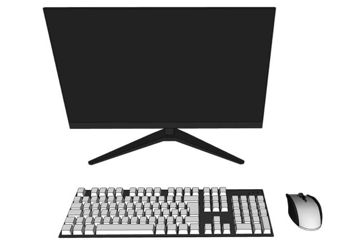 键盘鼠标显示器办公SU模型 SU模型免费下载_sketchup模型