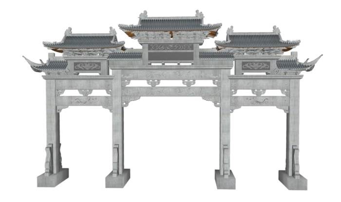 中式牌坊建筑SU模型 SU模型免费下载_sketchup模型