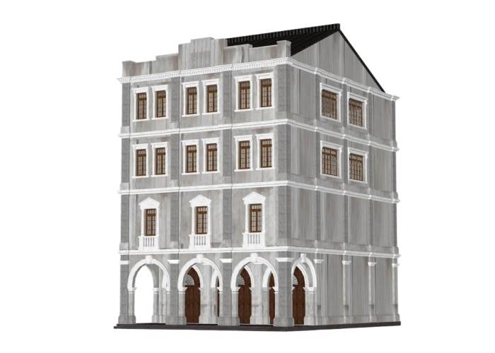 中式民国风格建筑建筑SU模型 SU模型免费下载_sketchup模型