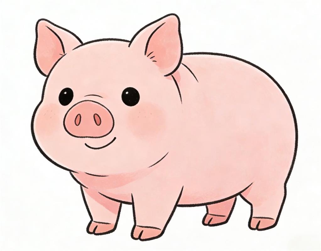简笔画:卡通小猪 简笔画JPG格式图片素材