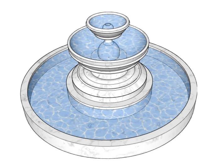 三层叠水喷泉景观SU模型 SU模型免费下载_sketchup模型
