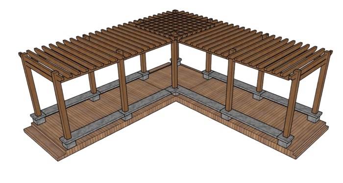 L形廊架构筑物景观SU模型 SU模型免费下载_sketchup模型